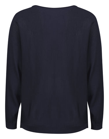 Skye Womens Batwing Sweater Top Navy back view