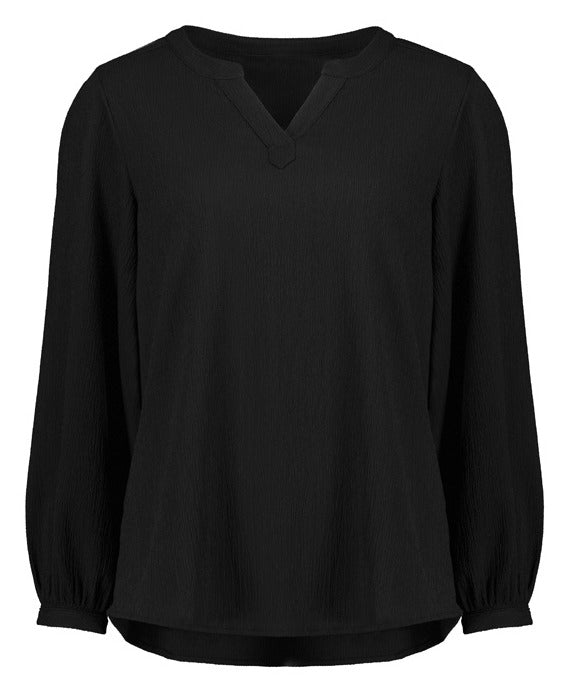 Ruché Womens Long Sleeve Shirt Black front view
