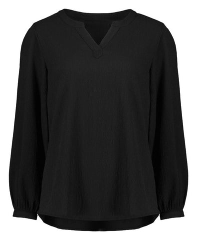 Ruché Womens Long Sleeve Shirt Black front view