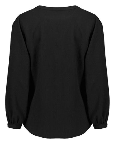 Ruché Womens Long Sleeve Shirt Black back view