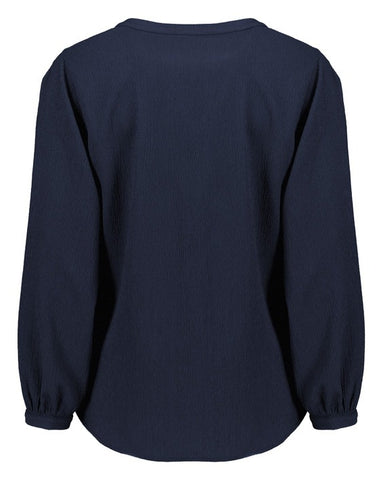 Ruché Womens Long Sleeve Shirt Navy back view