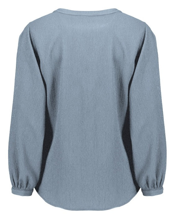 Ruché Womens Long Sleeve Shirt Powder Blue back view