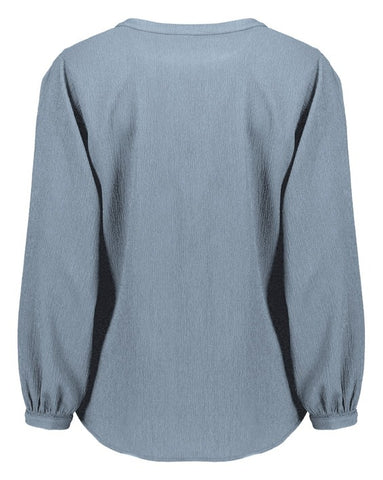 Ruché Womens Long Sleeve Shirt Powder Blue back view