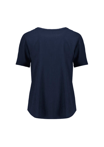 Ruché Womens Short Sleeve Shirt Navy back view