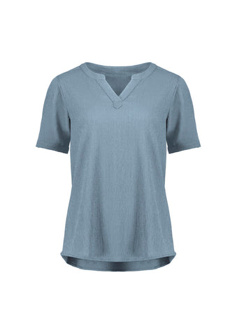 Ruché Womens Short Sleeve Shirt Powder Blue front view
