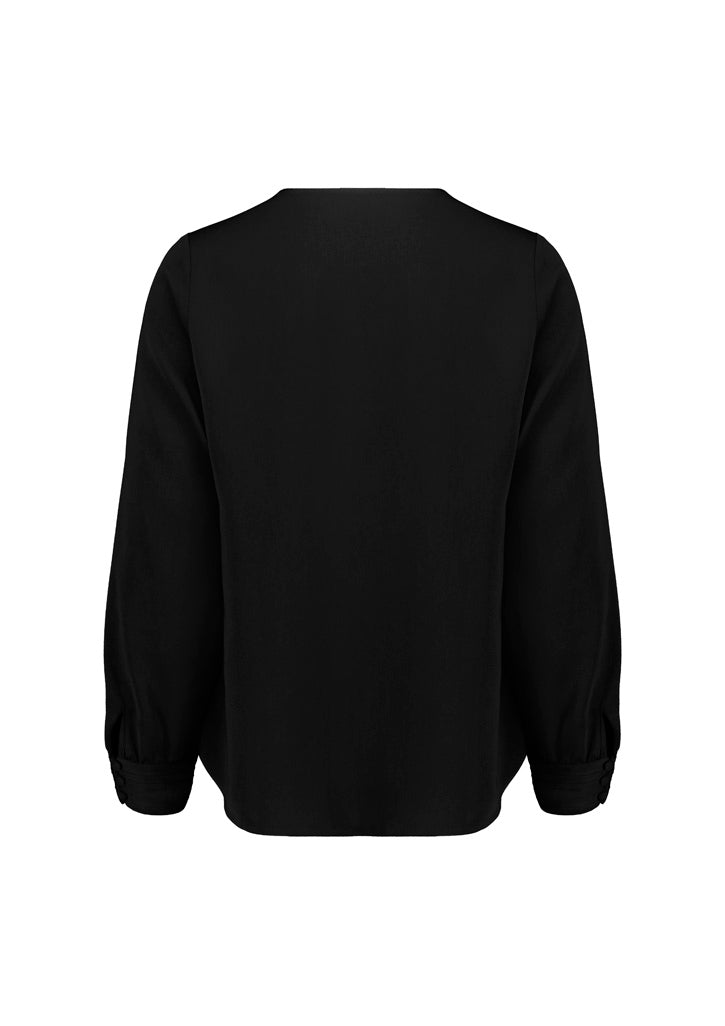 Evelyn Womens Long Sleeve Blouse Black back view