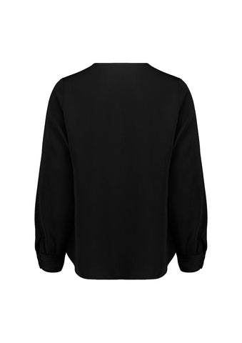 Evelyn Womens Long Sleeve Blouse Black back view