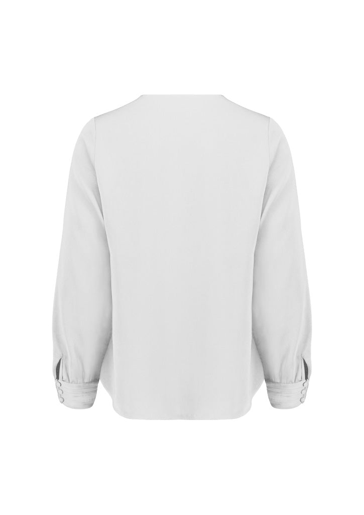 Evelyn Womens Long Sleeve Blouse Ivory back view