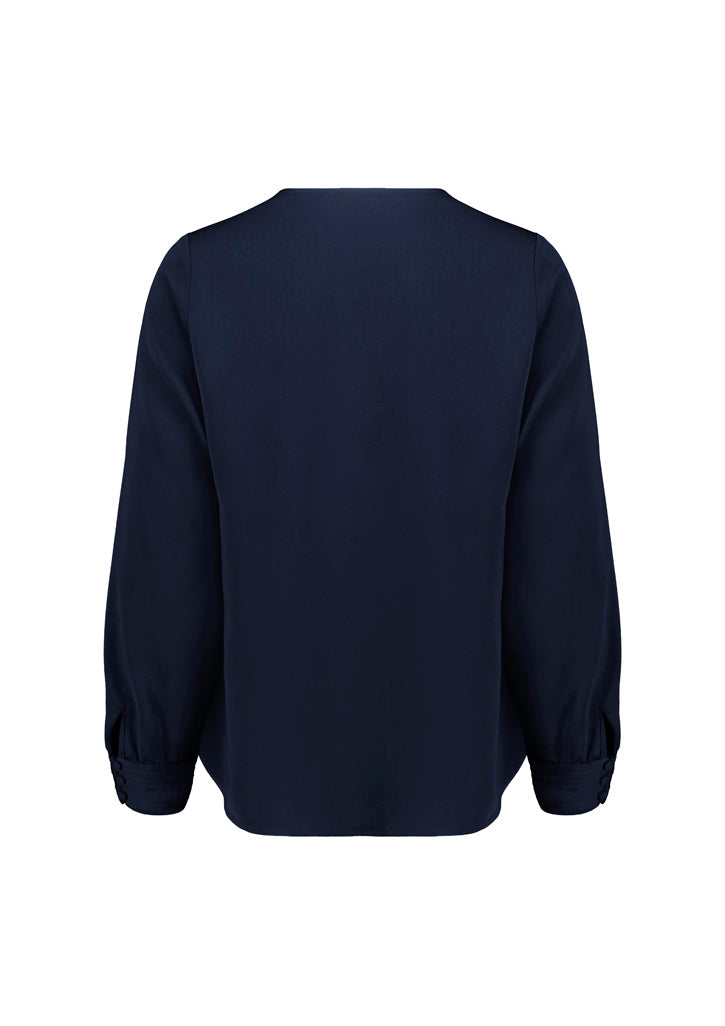 Evelyn Womens Long Sleeve Blouse Navy back view