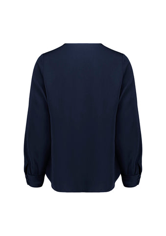 Evelyn Womens Long Sleeve Blouse Navy back view
