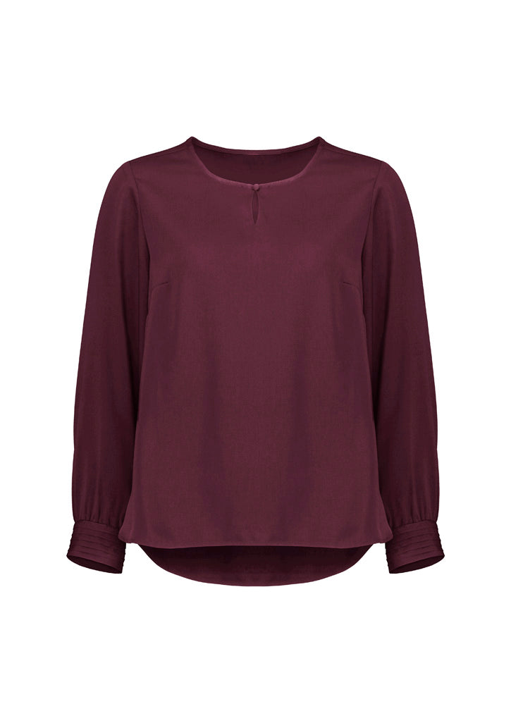 Evelyn Womens Long Sleeve Blouse Wine