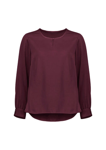 Evelyn Womens Long Sleeve Blouse Wine