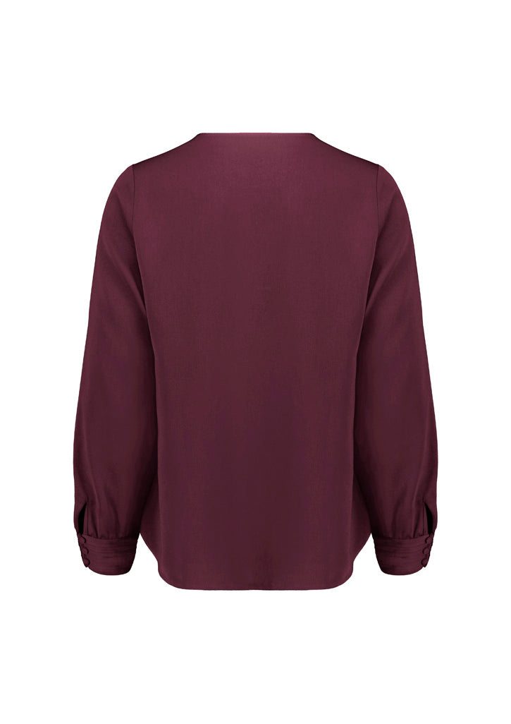 Evelyn Womens Long Sleeve Blouse Wine back view
