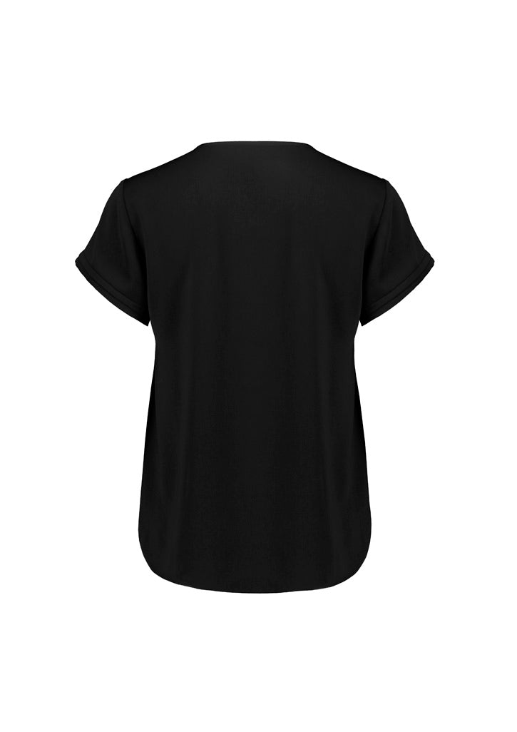 Evelyn Womens Short Sleeve Blouse Black back view