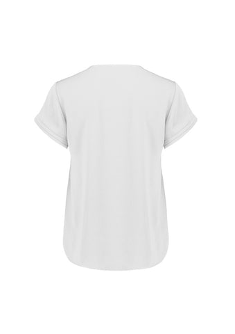 Evelyn Womens Short Sleeve Blouse Ivory back view
