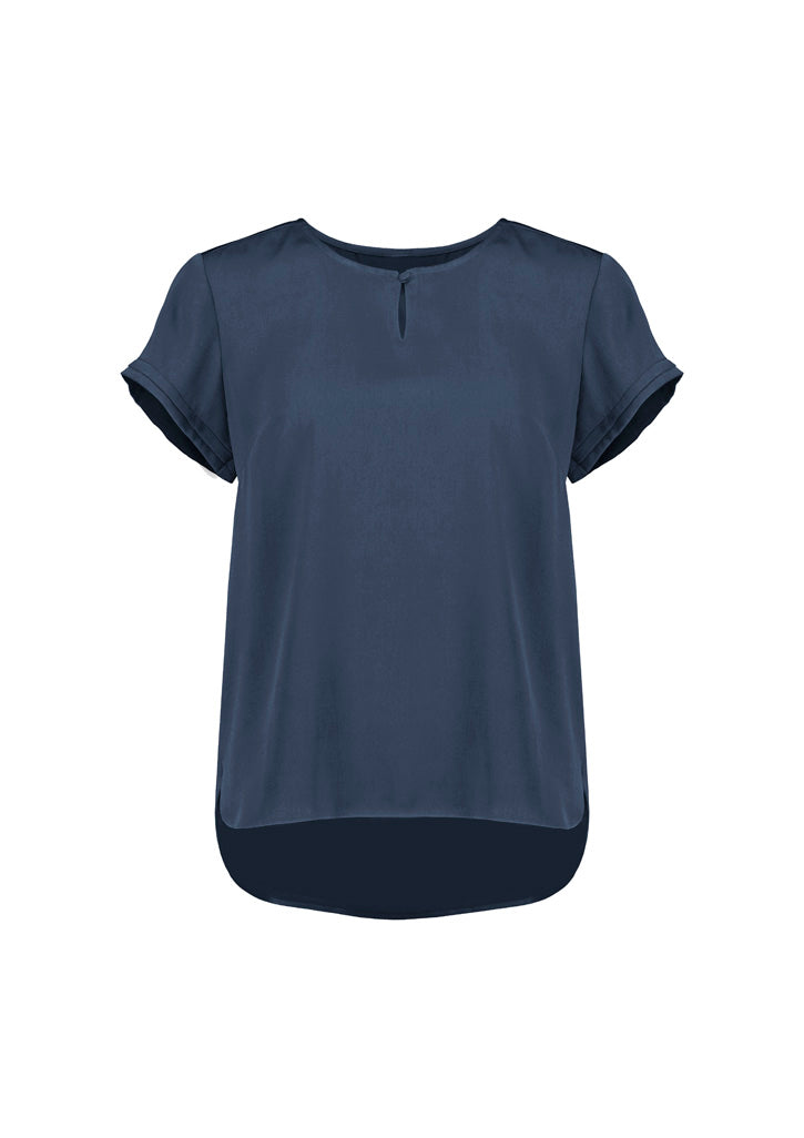 Evelyn Womens Short Sleeve Blouse Mineral Blue