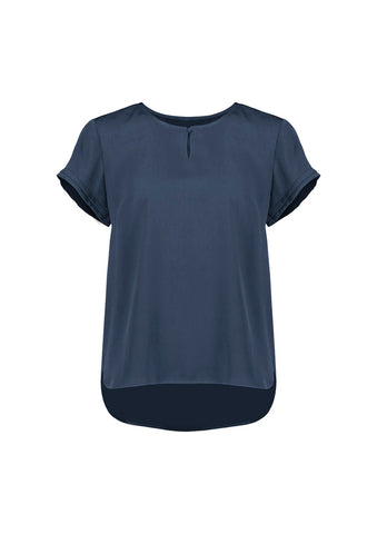 Evelyn Womens Short Sleeve Blouse Mineral Blue