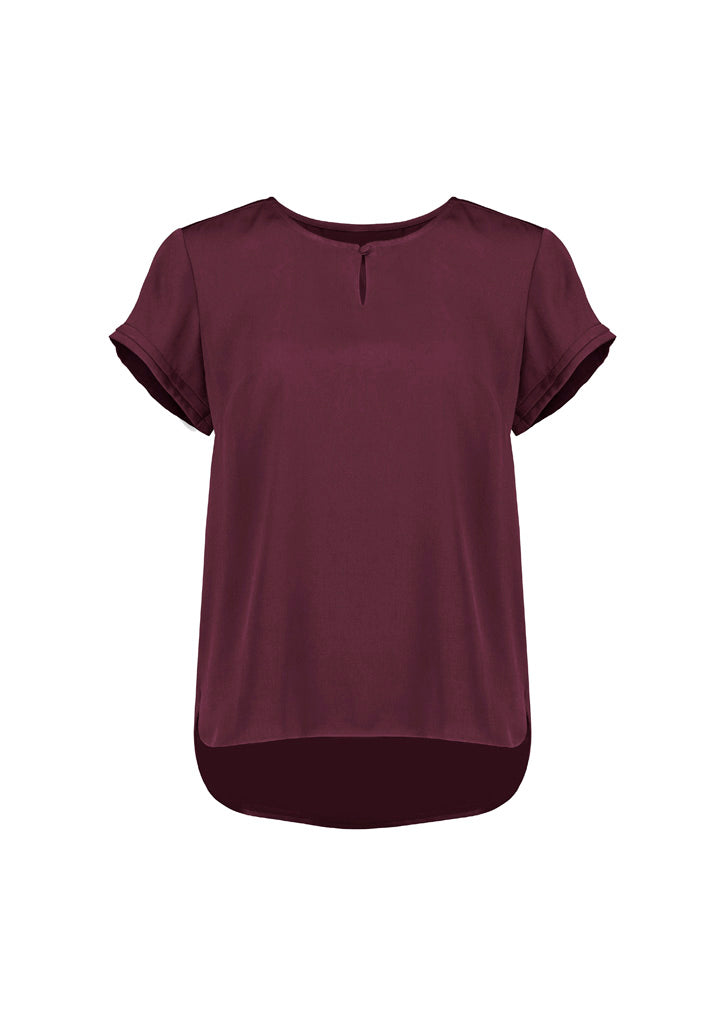 Evelyn Womens Short Sleeve Blouse Wine