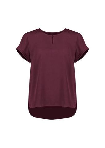 Evelyn Womens Short Sleeve Blouse Wine