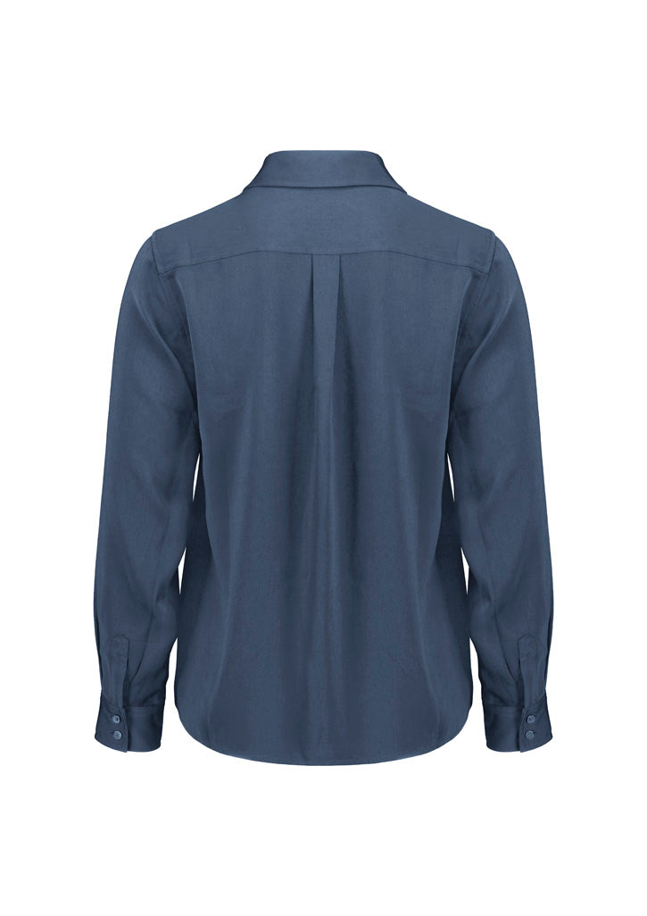 Evelyn Womens Long Sleeve Shirt Mineral Blue back view