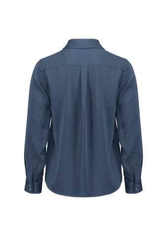 Evelyn Womens Long Sleeve Shirt Mineral Blue back view