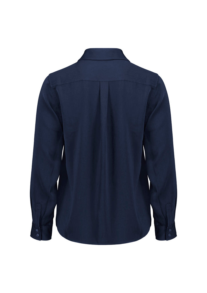 Evelyn Womens Long Sleeve Shirt Navy back view