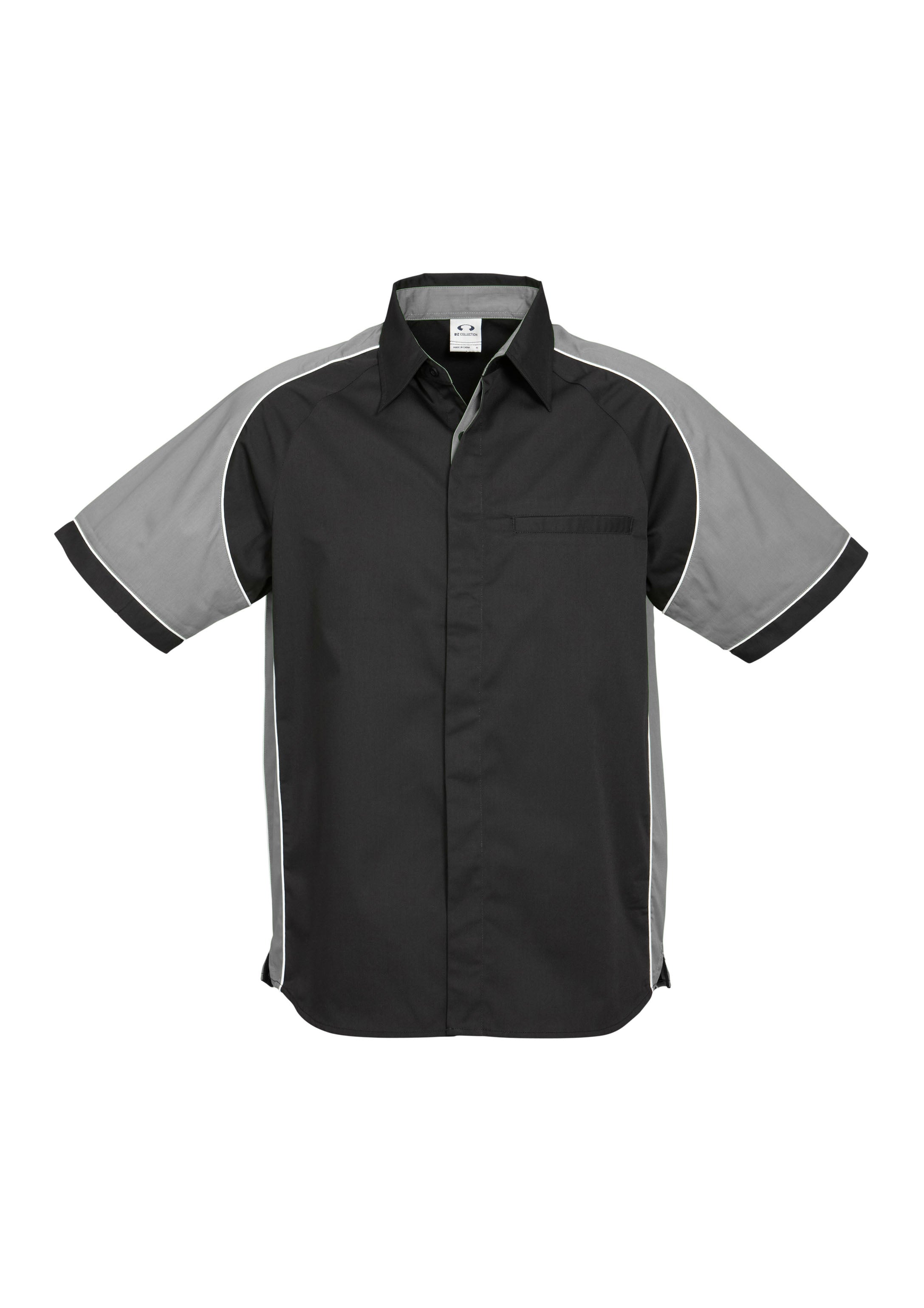 Nitro Mens Short Sleeve Shirt Black/Grey/White front view
