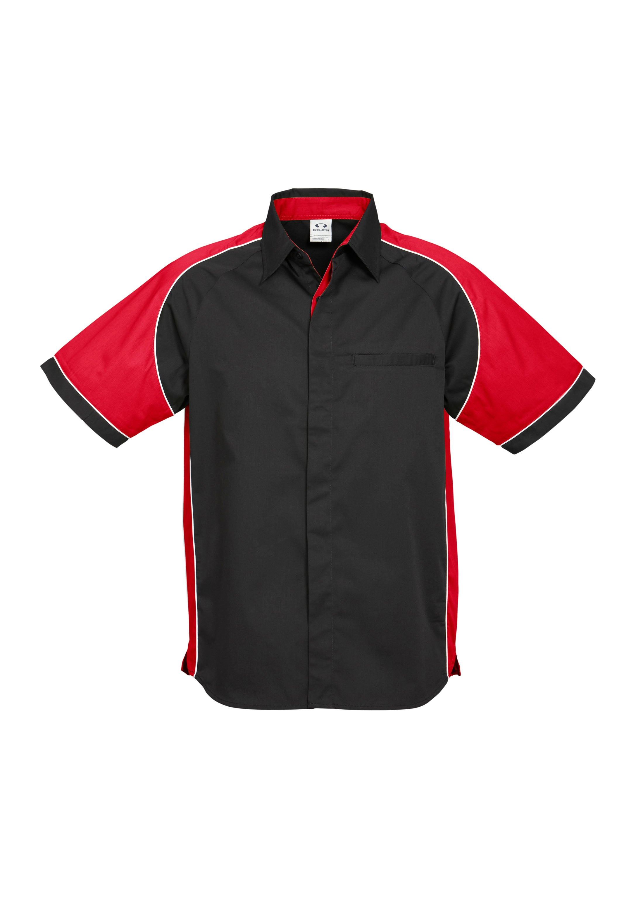 Nitro Mens Short Sleeve Shirt Black/Red/White front view