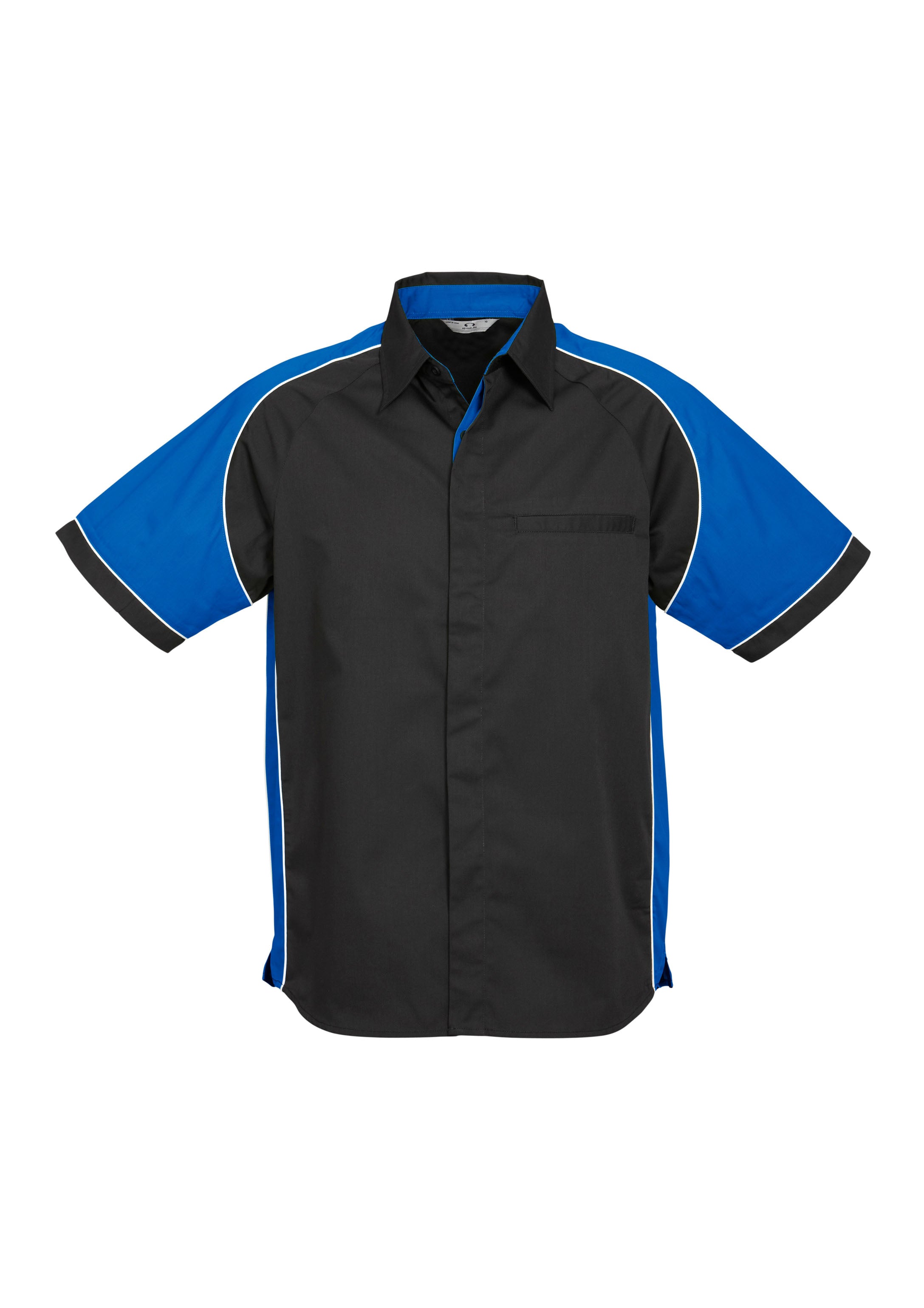 Nitro Mens Short Sleeve Shirt Black/Royal/White front view