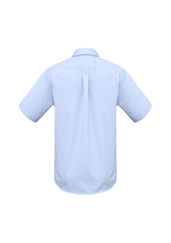 Base Mens Short Sleeve Shirt Blue back view