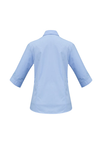 Base Womens 3/4 Sleeve Shirt Blue back view