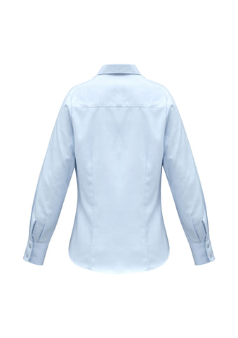 Luxe Womens Long Sleeve Shirt Blue back view