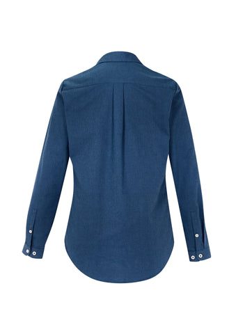 Memphis Womens Long Sleeve Shirt Mineral Blue back view