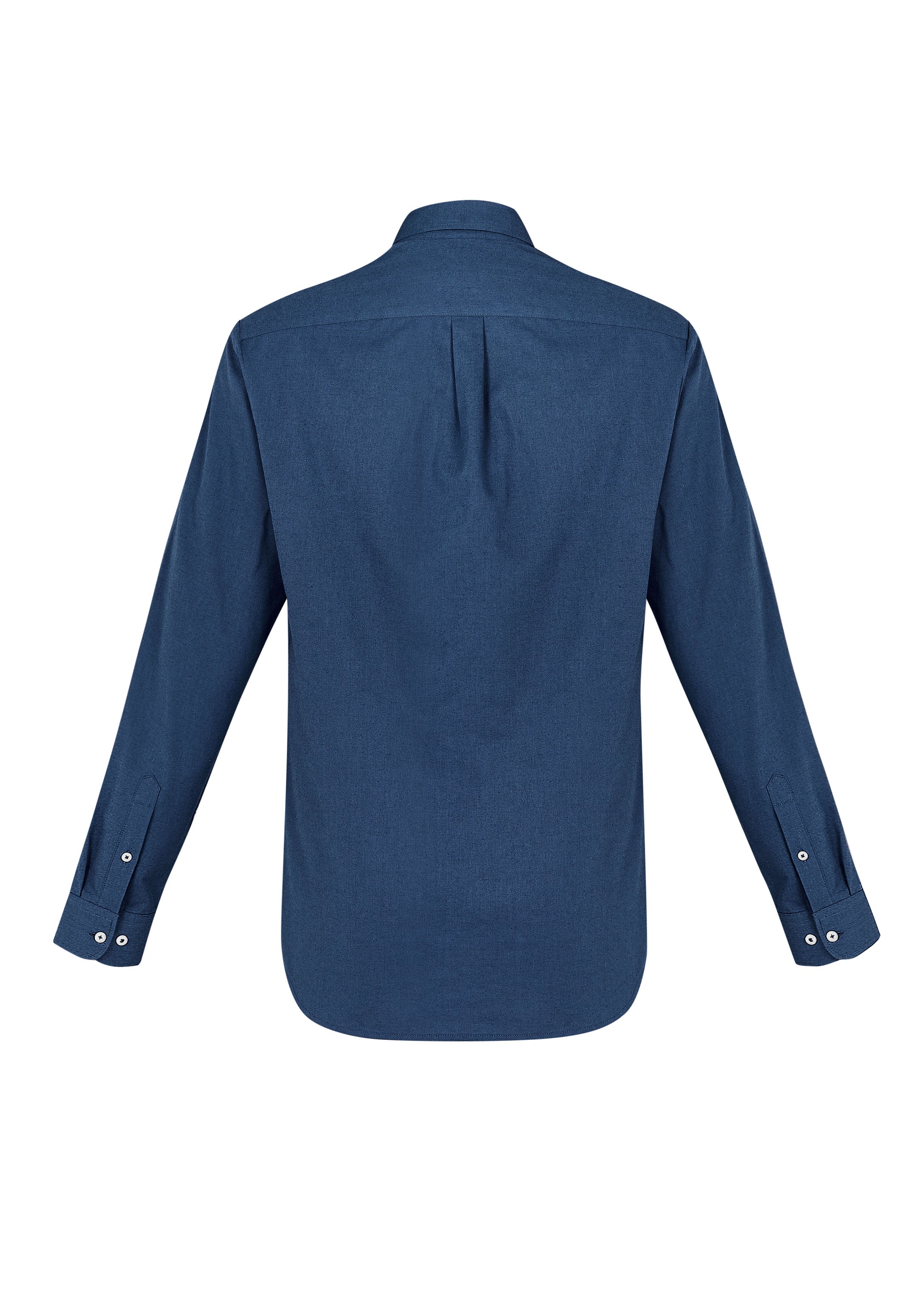 Memphis Mens Long Sleeve Shirt Mineral Blue back view