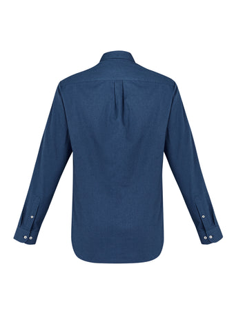 Memphis Mens Long Sleeve Shirt Mineral Blue back view