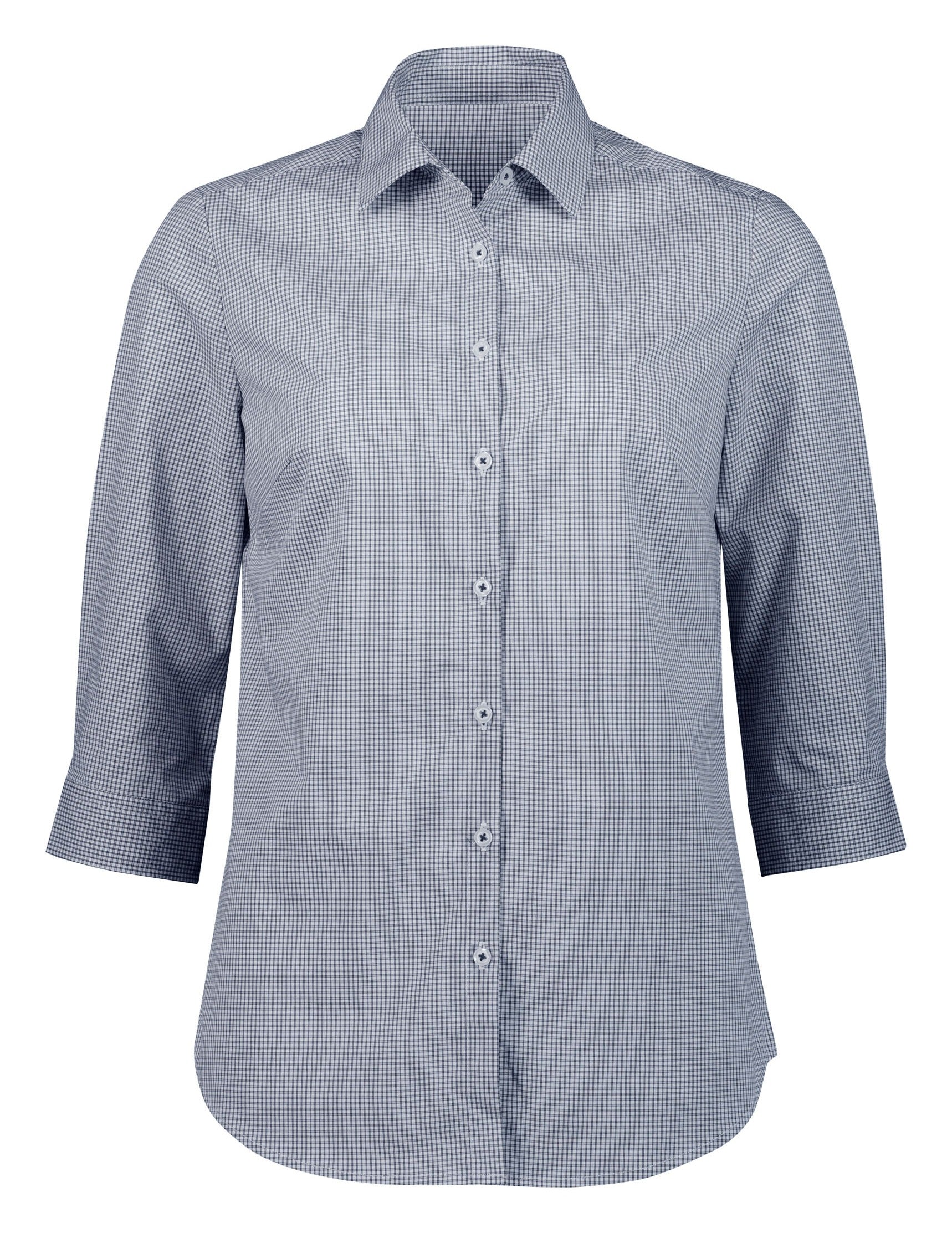 Bristol Womens 3/4 Sleeve Shirt in White/Navy