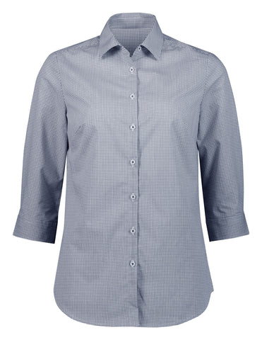 Bristol Womens 3/4 Sleeve Shirt in White/Navy