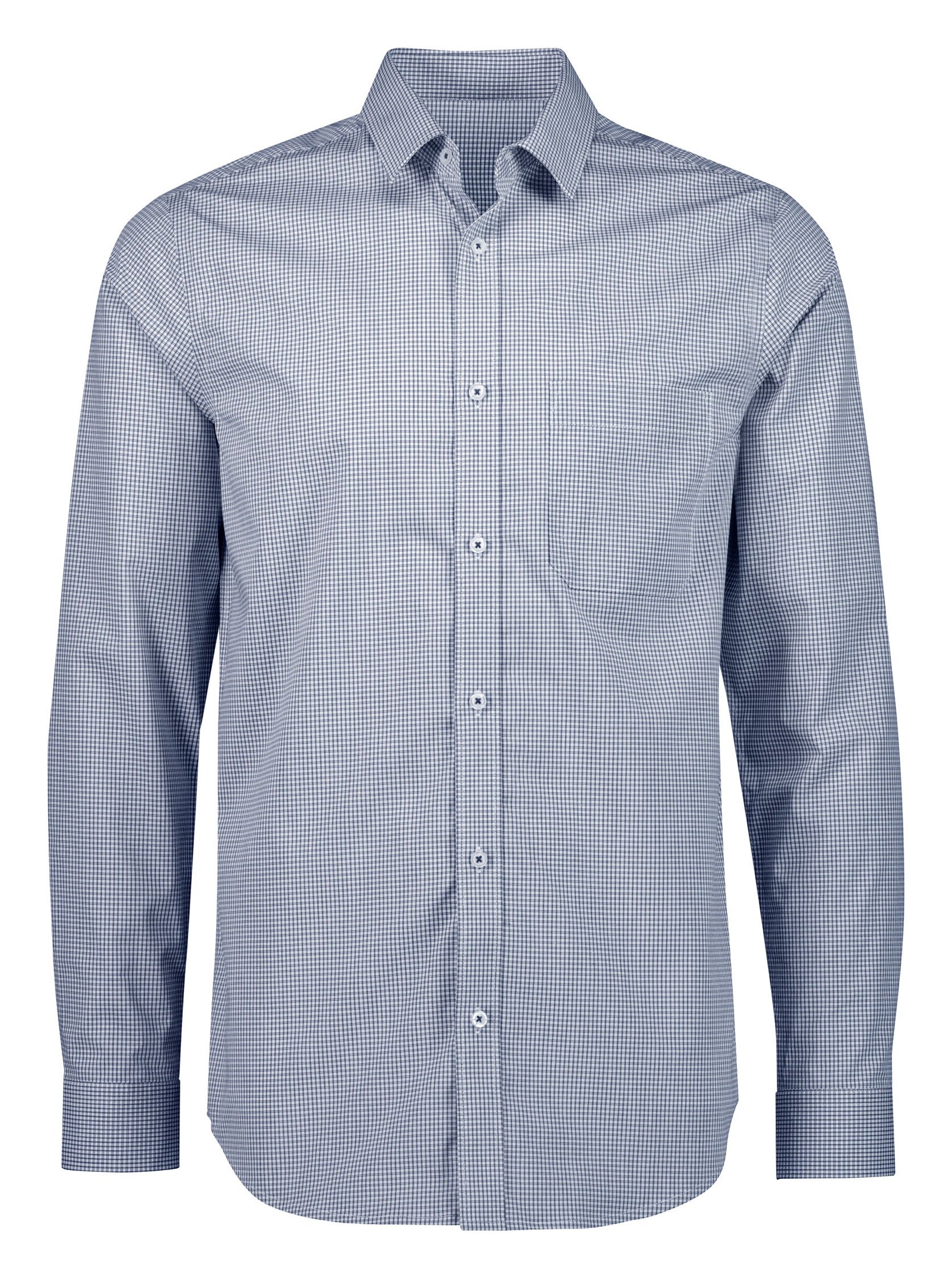 Bristol Mens Classic Long Sleeve Shirt in White/Navy