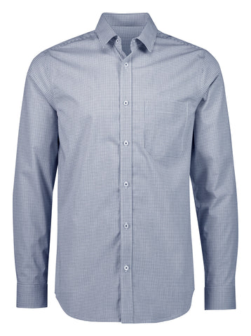 Bristol Mens Classic Long Sleeve Shirt in White/Navy