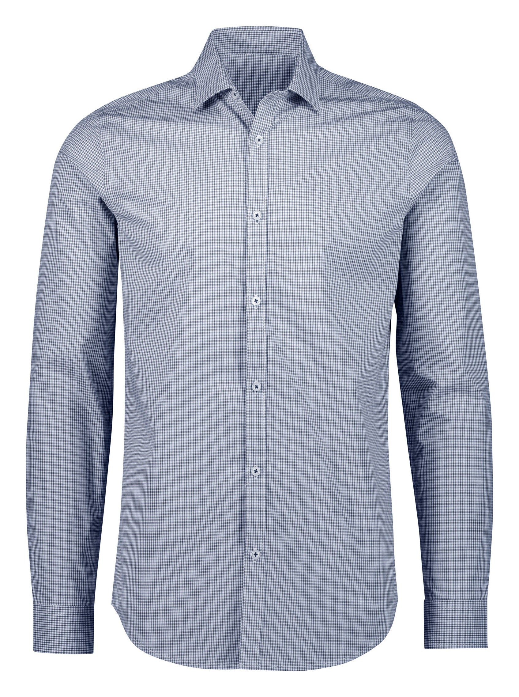 Bristol Mens Tailored Long Sleeve Shirt in White/Navy