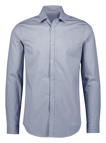 Bristol Mens Tailored Long Sleeve Shirt in White/Navy