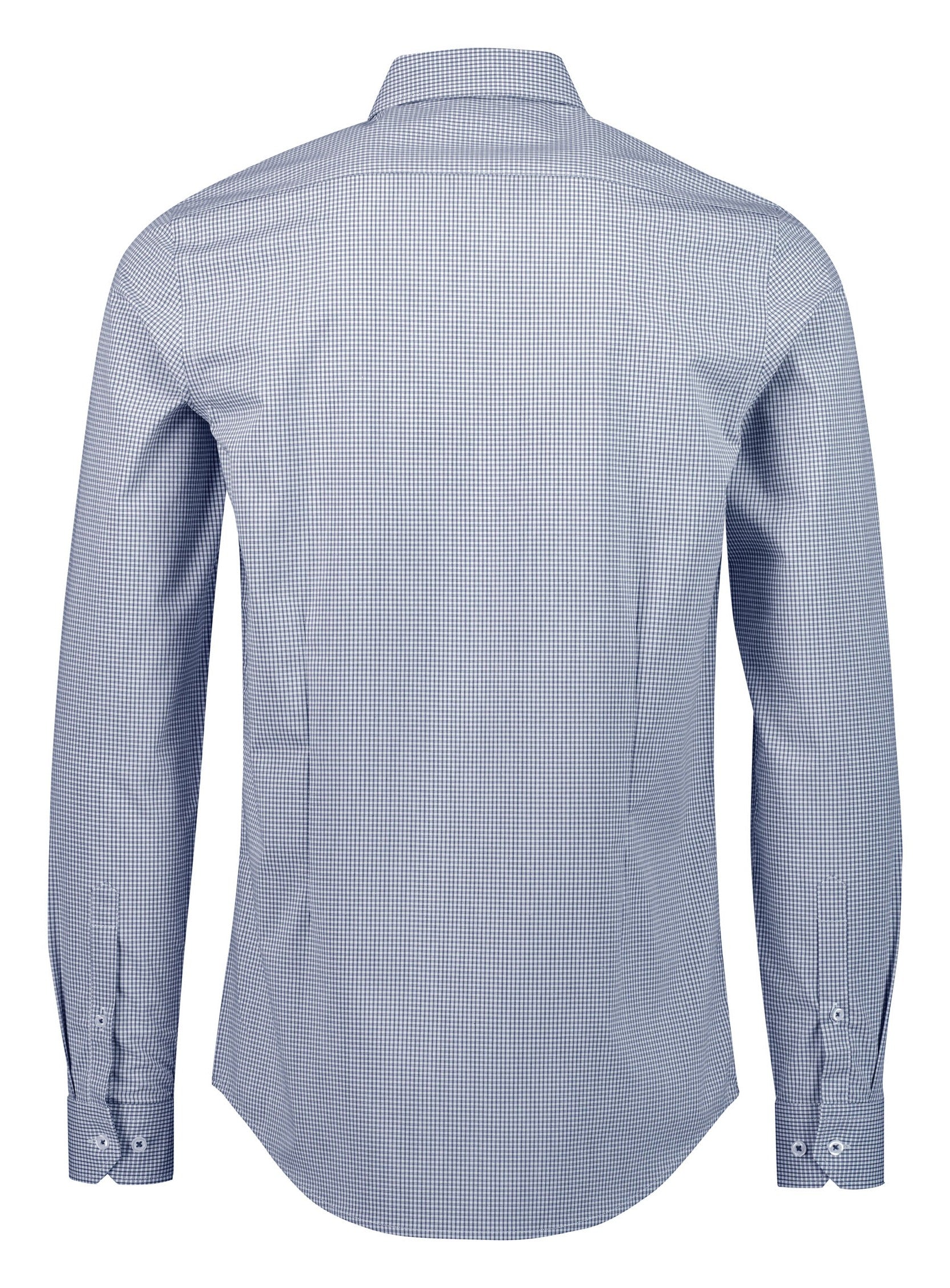 Bristol Mens Tailored Long Sleeve Shirt White/Navy back view