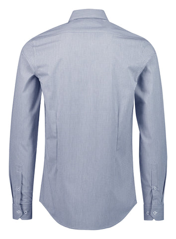 Bristol Mens Tailored Long Sleeve Shirt White/Navy back view