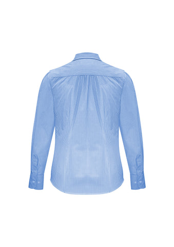 Euro Womens Long Sleeve Shirt Blue back view