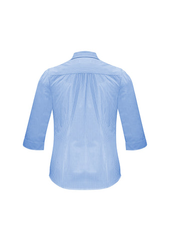 Euro Womens 3/4 Sleeve Shirt Blue back view