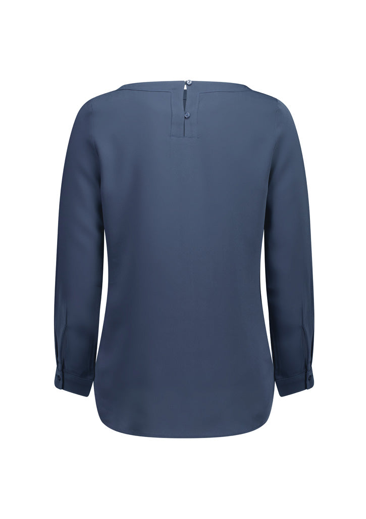 Madison Womens Boatneck Top Storm Blue back view