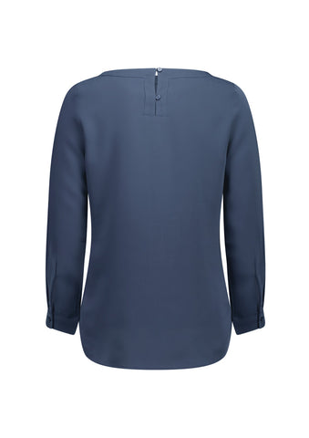 Madison Womens Boatneck Top Storm Blue back view