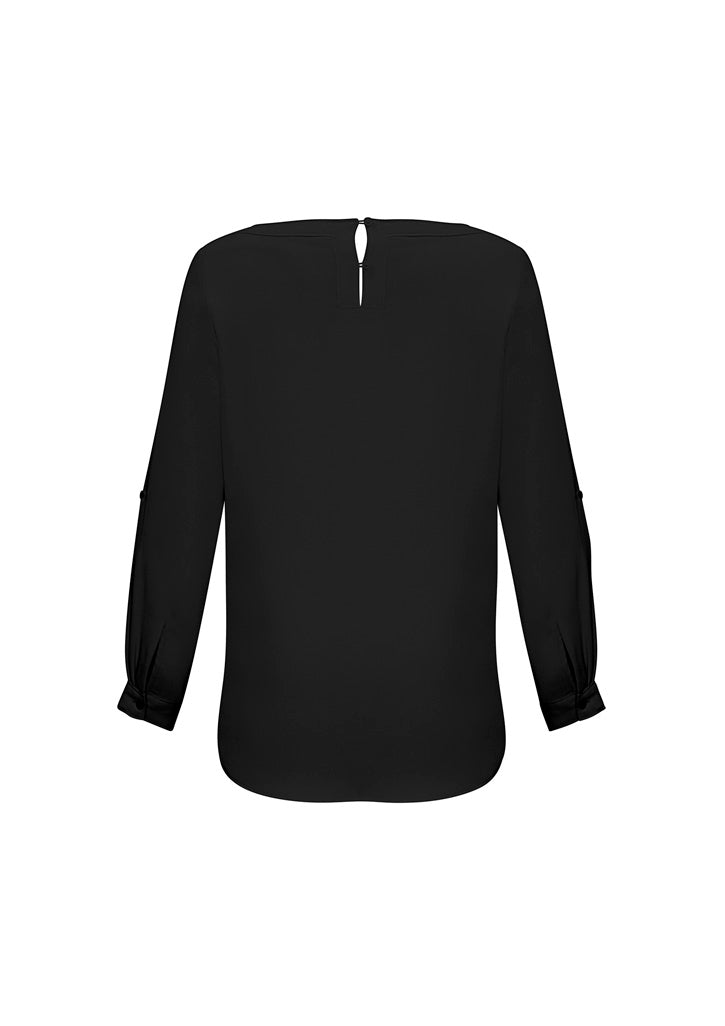 Madison Womens Boatneck Top Black back view