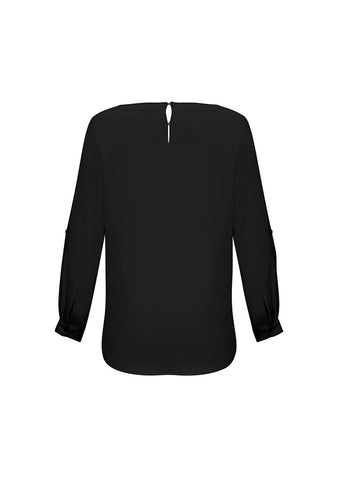 Madison Womens Boatneck Top Black back view