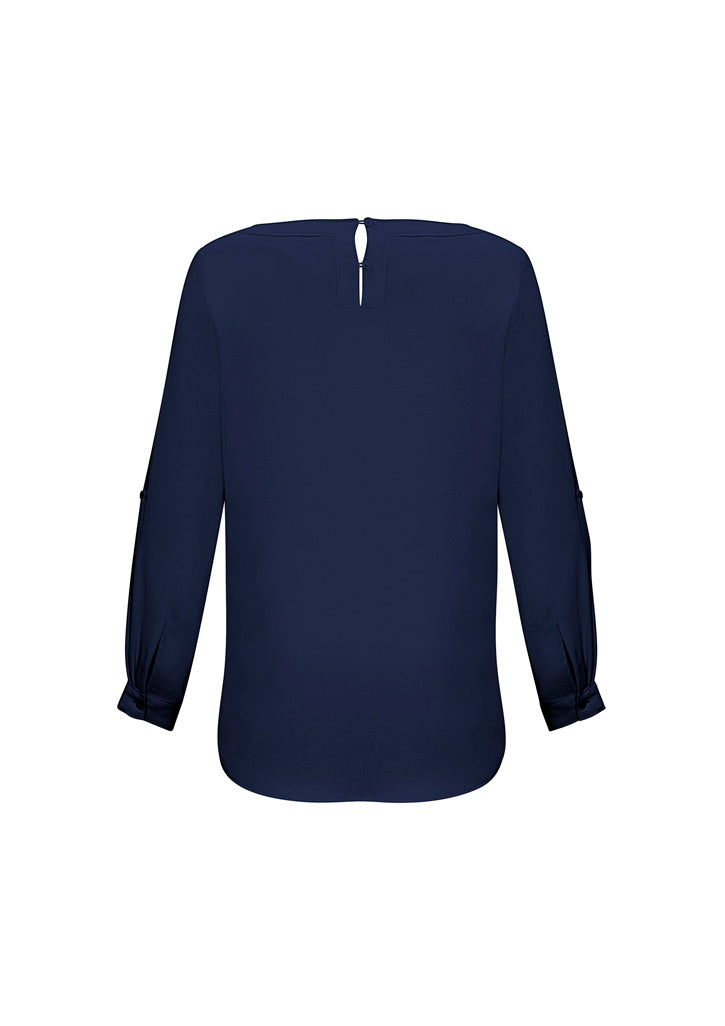 Madison Womens Boatneck Top Midnight Blue back view